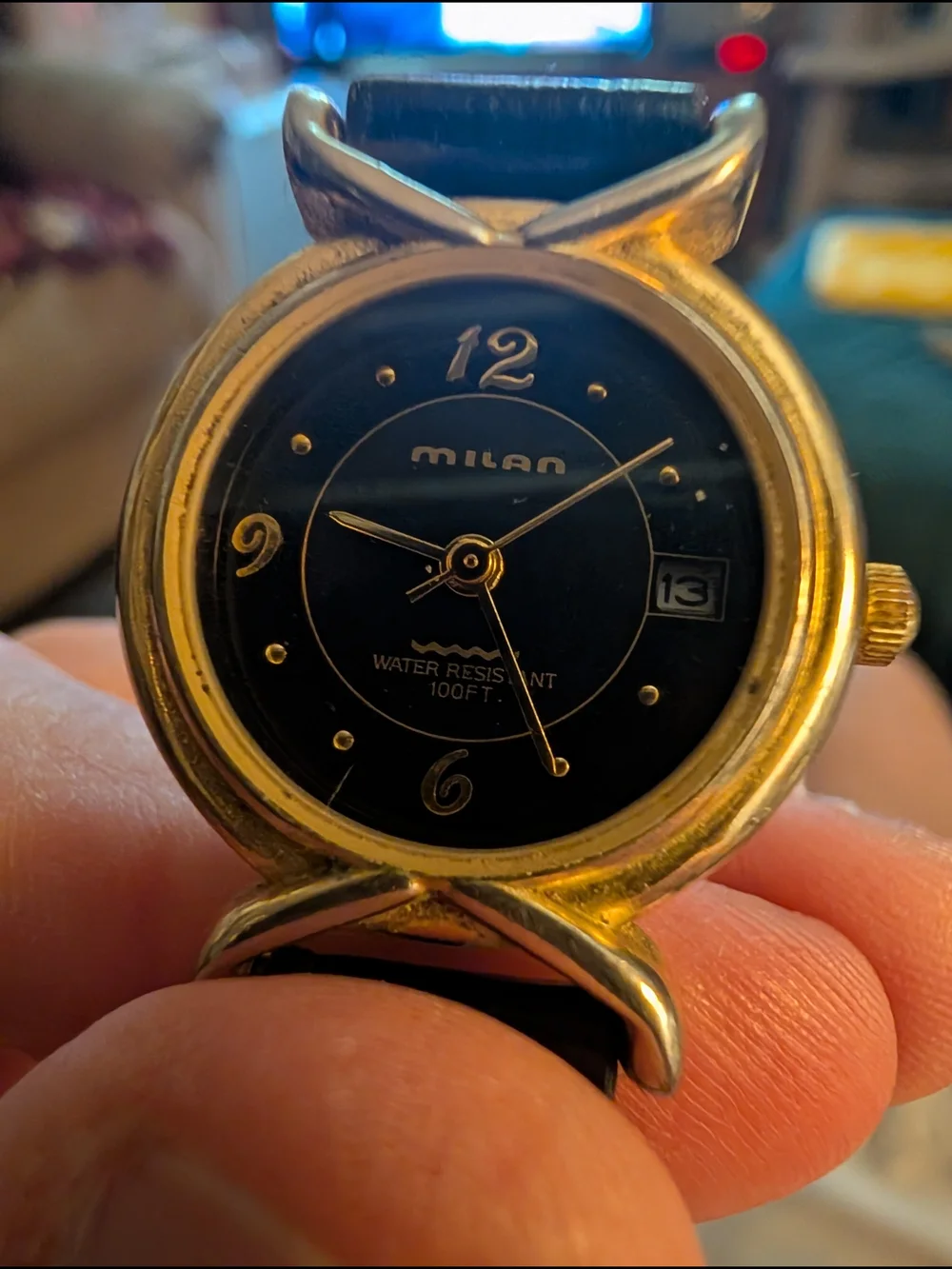 Vintage Milan Gold-Tone Black Dial Wristwatch With Brand New Battery